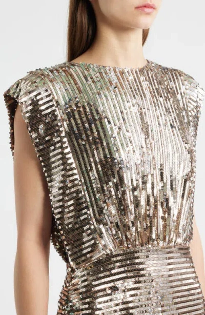 Hugo Boss Boss Orange Dillana Sequin Stripe Cocktail Dress In Gray