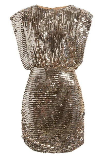 Hugo Boss Boss Orange Dillana Sequin Stripe Cocktail Dress In Gray