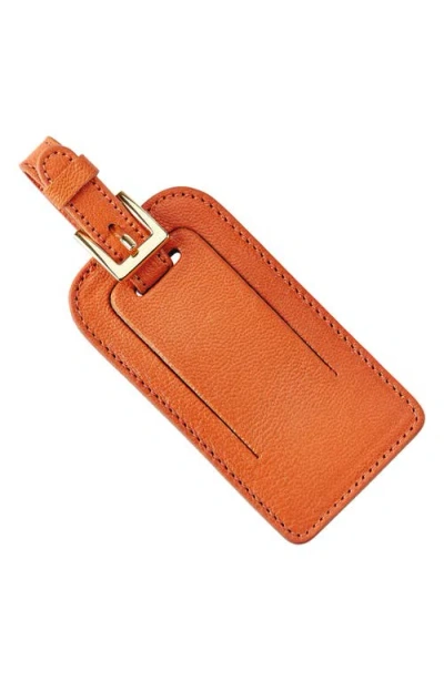 Graphic Image Leather Luggage Tag In Orange