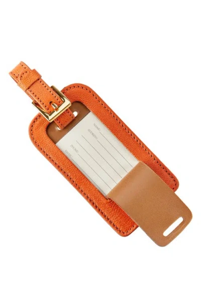 Graphic Image Leather Luggage Tag In Orange
