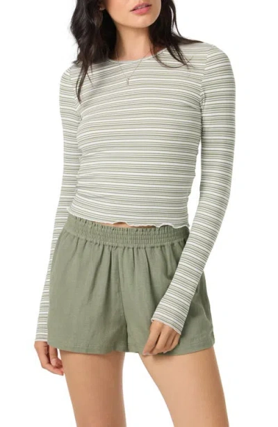 O'neill Errin Stripe Crop Long Sleeve T-shirt In Blue