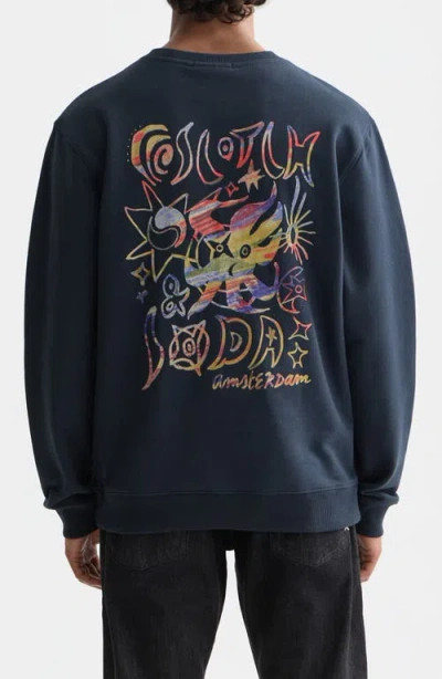 Scotch & Soda Graphic Print Sweatshirt In Blue