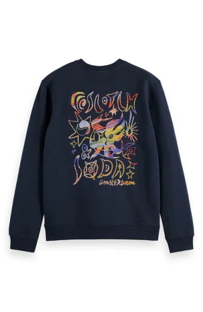 Scotch & Soda Graphic Print Sweatshirt In Blue