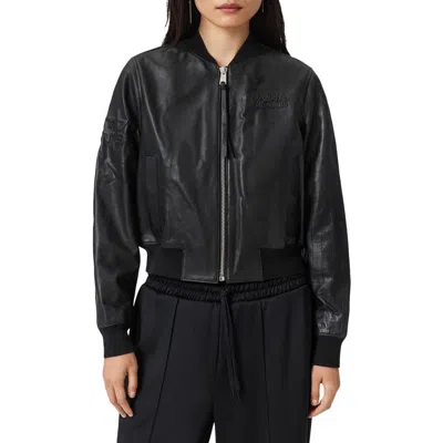 Allsaints X Williams F1 Racing Orten Leather Bomber Jacket In Black