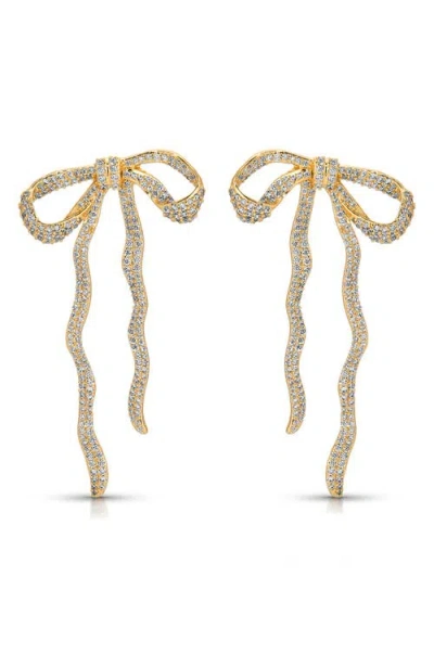 Ettika Pavé Cubic Zirconia Bow Drop Earrings In Gold