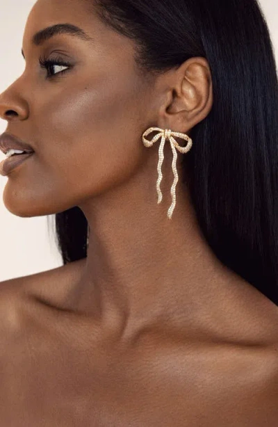Ettika Pavé Cubic Zirconia Bow Drop Earrings In Gold
