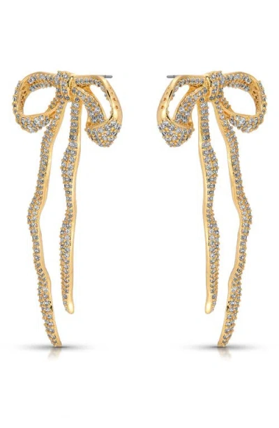 Ettika Pavé Cubic Zirconia Bow Drop Earrings In Gold
