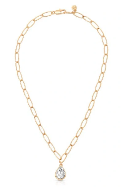 Ettika Cubic Zirconia Teardrop Paper Clip Chain Necklace In Gold