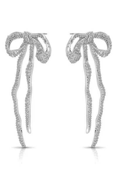 Ettika Pavé Cubic Zirconia Bow Drop Earrings In White
