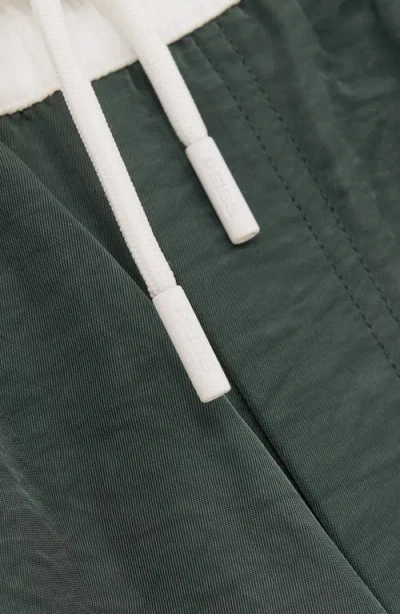 Reiss Mens Dark Green White Cano Colour-block Piped-trim Swim Shorts In Green