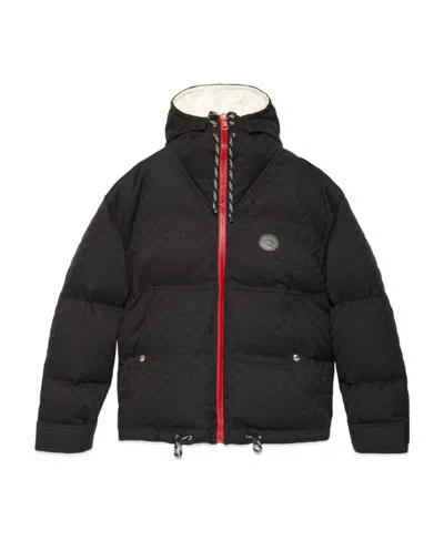 Gucci Gg Cotton Canvas Puffer Jacket In Black