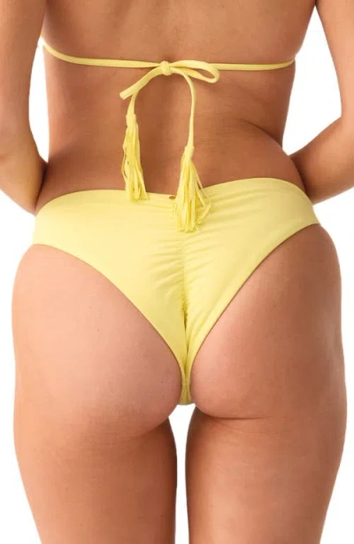 Pq Swim Teeny Ruched Bikini Bottoms In Yellow