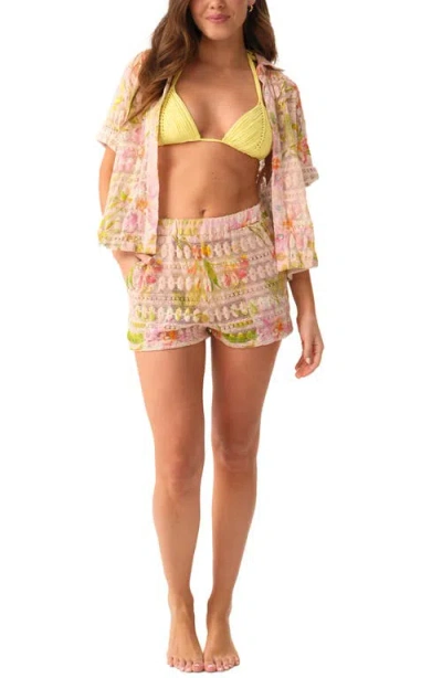 Pq Swim Blake Button Front Swim Cover-up Shirt In Multi