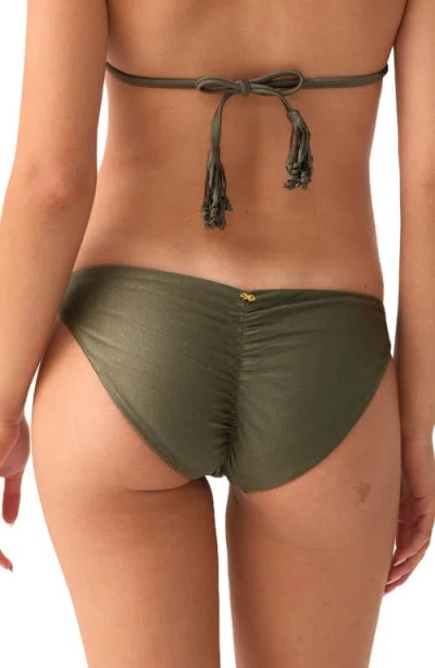 Pq Swim Basic Ruched Back Bikini Bottom In Green
