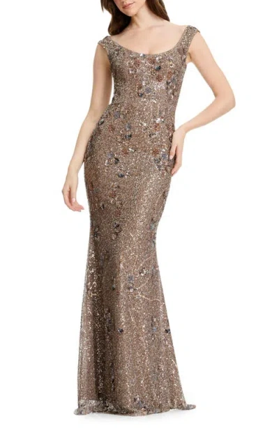 Dress The Population Josie Sleeveless Sequin Maxi Dress In Gold