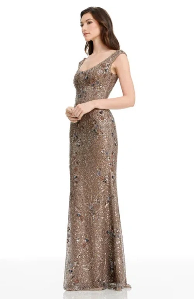 Dress The Population Josie Sleeveless Sequin Maxi Dress In Gold