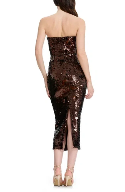 Dress The Population Shailene Sequin Strapless Cocktail Sheath Dress In Brown