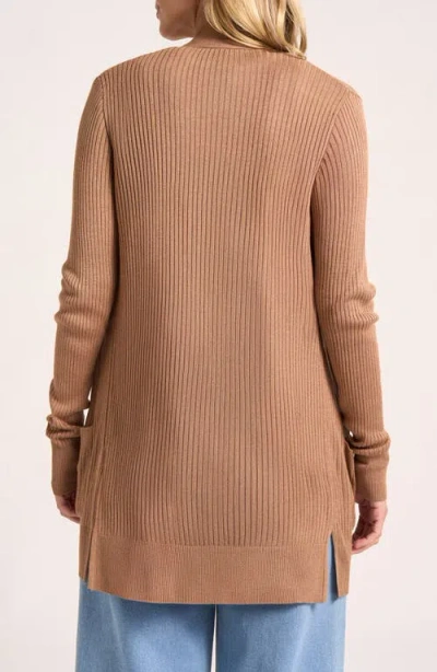 Matty M . Colfax Longline Open Front Cardigan In Brown