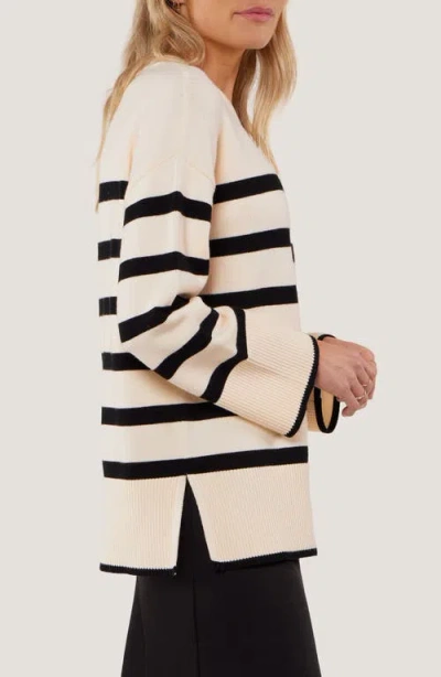 Matty M . Elliot Stripe Sweater In Neutral