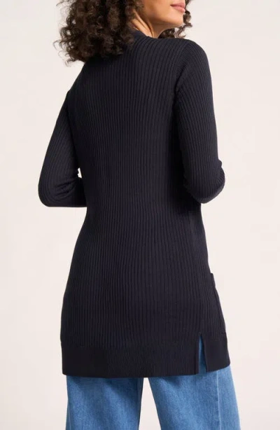 Matty M . Colfax Longline Open Front Cardigan In Black