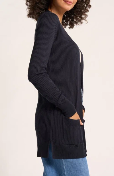 Matty M . Colfax Longline Open Front Cardigan In Black