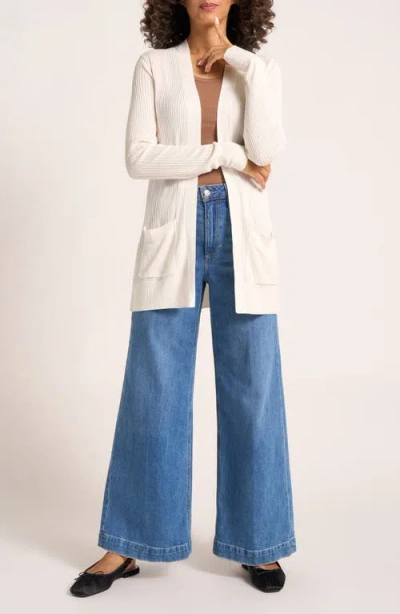 Matty M . Colfax Longline Open Front Cardigan In Brown