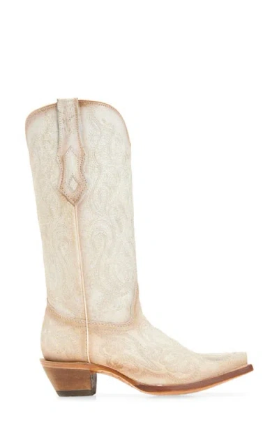 Corral Embroidered Crackled Mid Calf Western Boot In Neutral