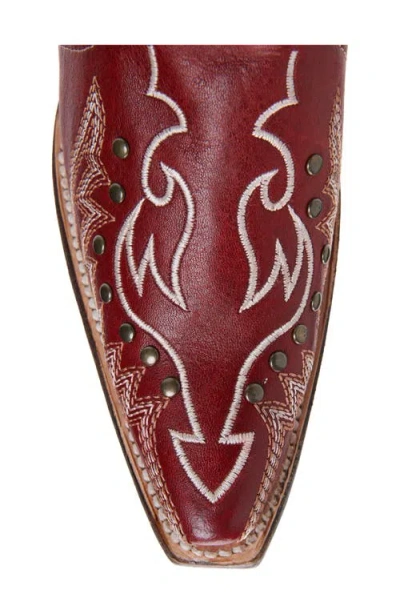 Circle G Embroidered Stud Mid Calf Western Boot In Red