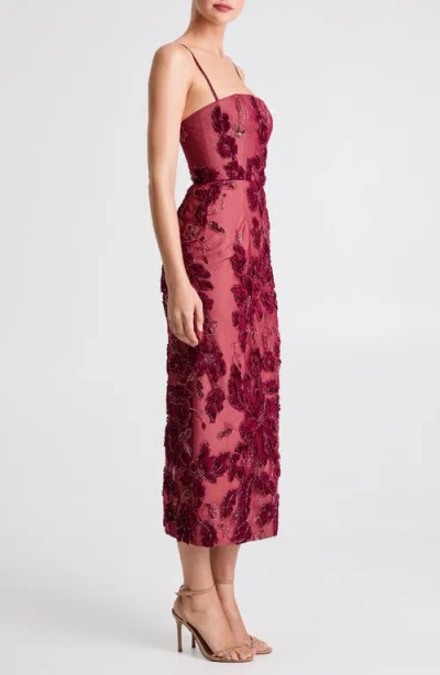 Helsi Gemma Beaded Floral Cocktail Dress In Burgundy