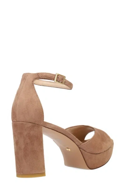 Pelle Moda Pearly Ankle Strap Platform Sandal In Brown