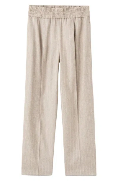 Mango Pinstripe Wool Blend Pull-on Pants In Gray