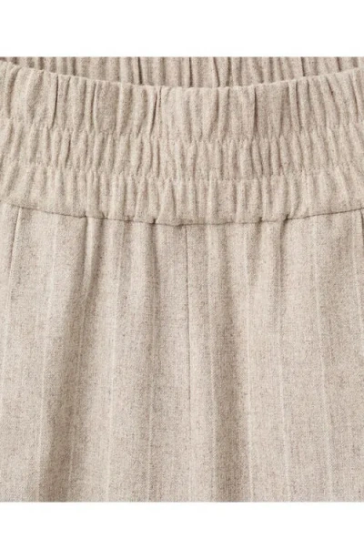 Mango Pinstripe Wool Blend Pull-on Pants In Gray