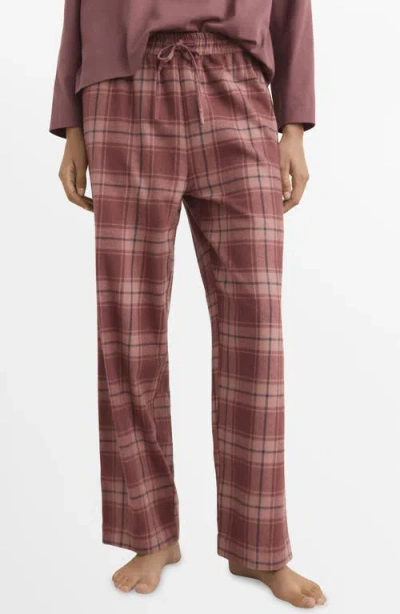 Mango Check Cotton Flannel Pajamas In Brown