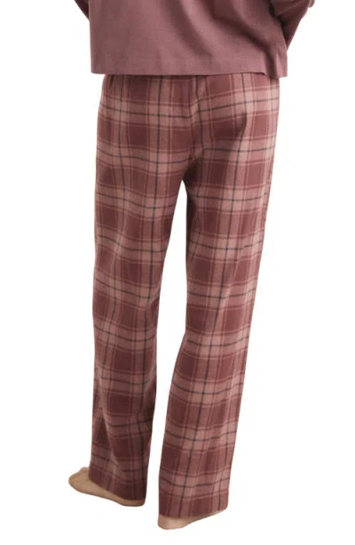 Mango Check Cotton Flannel Pajamas In Brown