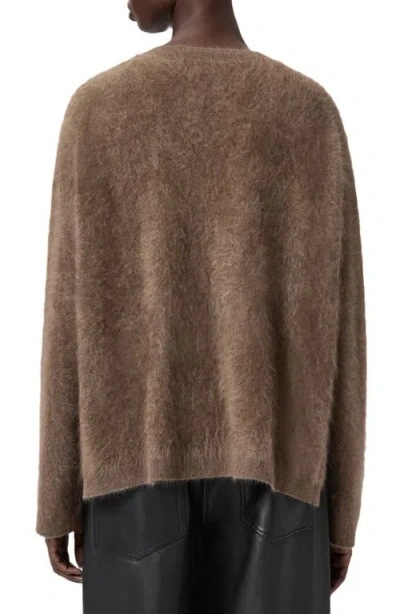 Allsaints Rebel Crewneck Cashmere Sweater In Brown