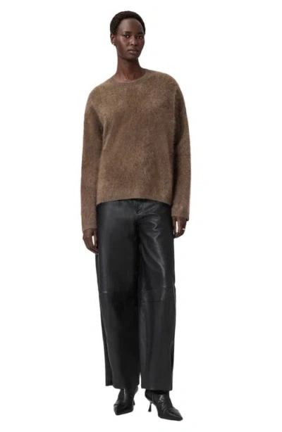 Allsaints Rebel Crewneck Cashmere Sweater In Brown