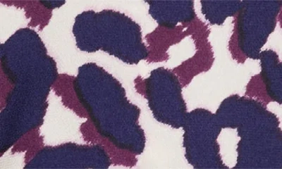 Tahari Asl Leopard Print Bow Neck Satin Top In Blue