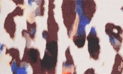 Tahari Asl Leopard Print Bow Neck Satin Top In Multi