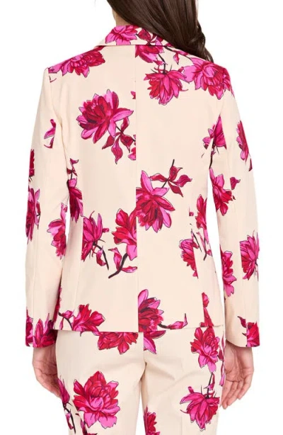 Tahari Asl Print Sateen Blazer In White