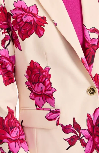 Tahari Asl Print Sateen Blazer In White