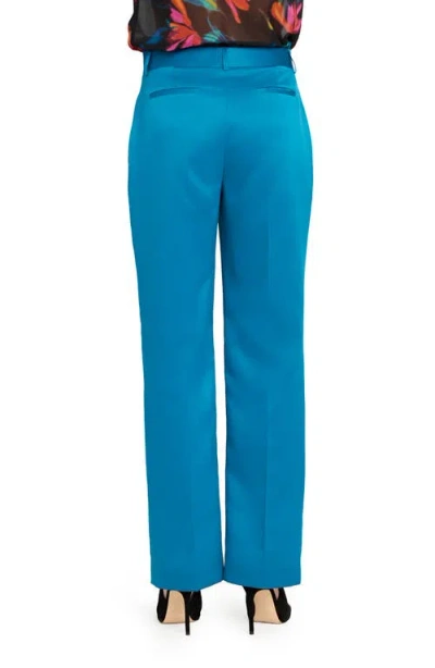 Tahari Asl Bird Eye Wide Leg Satin Pants In Blue