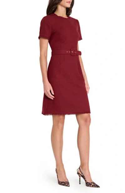 Tahari Asl Metallic Bouclé Sheath Dress In Red