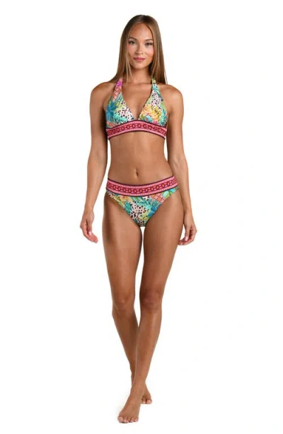 Sunshine 79 Paradise Heat Reversible Halter Bikini Top In Multi