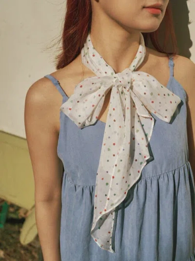 Lost Pattern Nyc "petal Veil" Silk Chiffon Neck Scarf In White