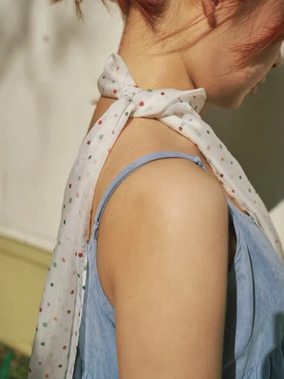 Lost Pattern Nyc "petal Veil" Silk Chiffon Neck Scarf In White