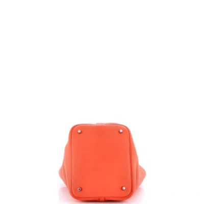Pre-owned Hermes  Hermes Eclat Picotin Lock Bag Clemence Mm In Orange