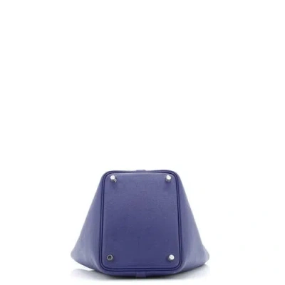 Pre-owned Hermes  Hermes Picotin Lock Bag Tressage Epsom Pm In Blue