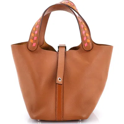 Pre-owned Hermes  Hermes Picotin Lock Bag Tressage Epsom Pm In Brown