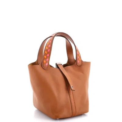 Pre-owned Hermes  Hermes Picotin Lock Bag Tressage Epsom Pm In Brown