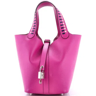 Pre-owned Hermes  Hermes Picotin Lock Bag Tressage Epsom Pm In Purple